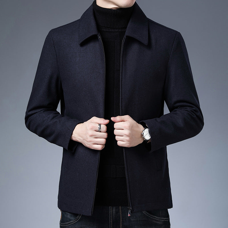 Polo Collar Jacket Zipper Coat Basic Style