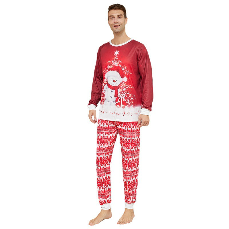 2023 New Snowman Scarf Parent-child Christmas Pajamas Pajamas Set