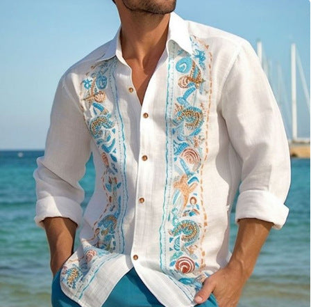 Seaside Cool Beach Print Shirt