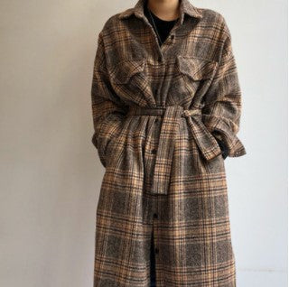 Womens Casual Fashion Long Plaid Jacket