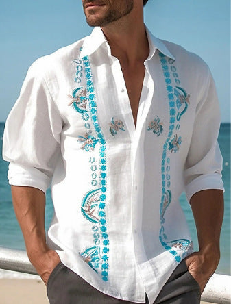 Seaside Cool Beach Print Shirt