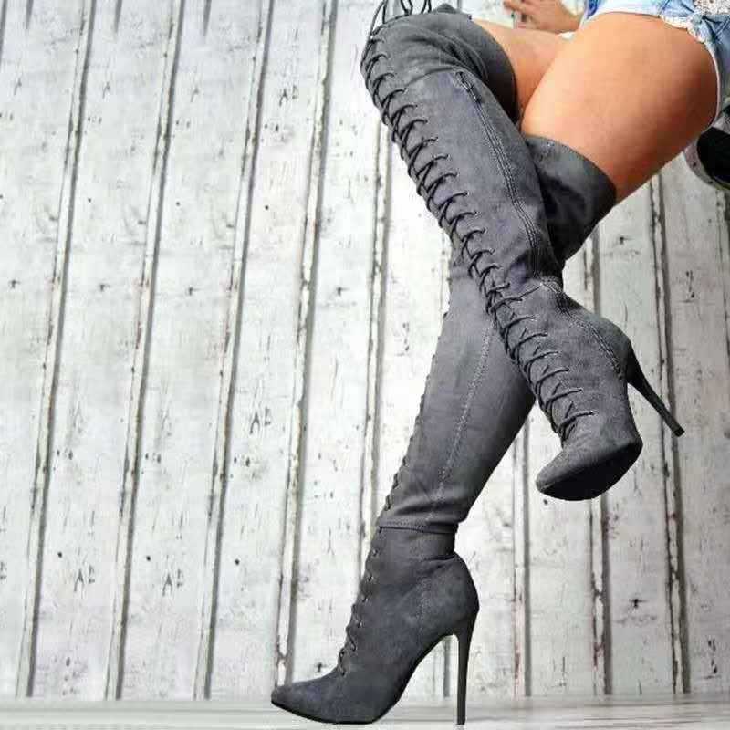 High Suede Long High Stiletto Women's Fashion Boots