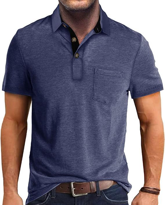 Summer Men's Clothing Short Sleeve Lapel T-shirt