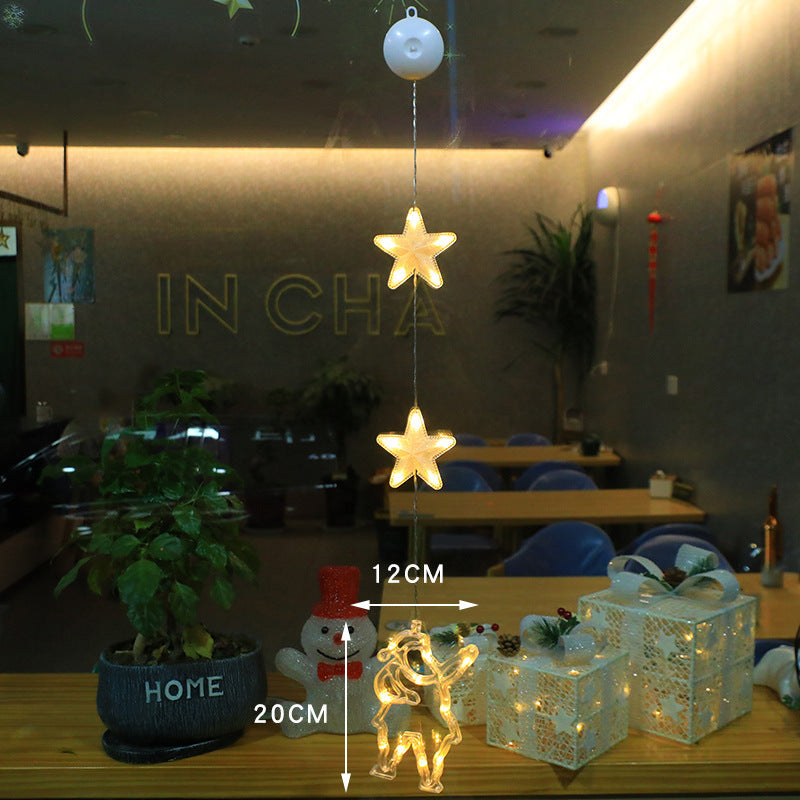 Christmas 3pcs LED Light Star Xmas Tree Hanging Sucker Lamp Window Ornaments Decoration For Home Xmas Navidad 2023 New Year Decor Christmas Decorations