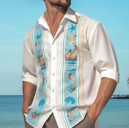 Seaside Cool Beach Print Shirt