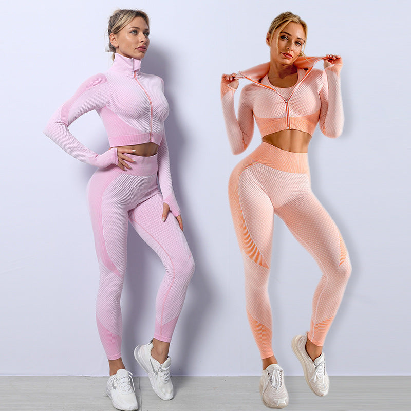 3PCS Yoga Set Seamless Sport Set Women Gym Clothing Leggings Women Crop Top Sports Bra Women Fitness Gym Set Womens Outfits Tracksuit