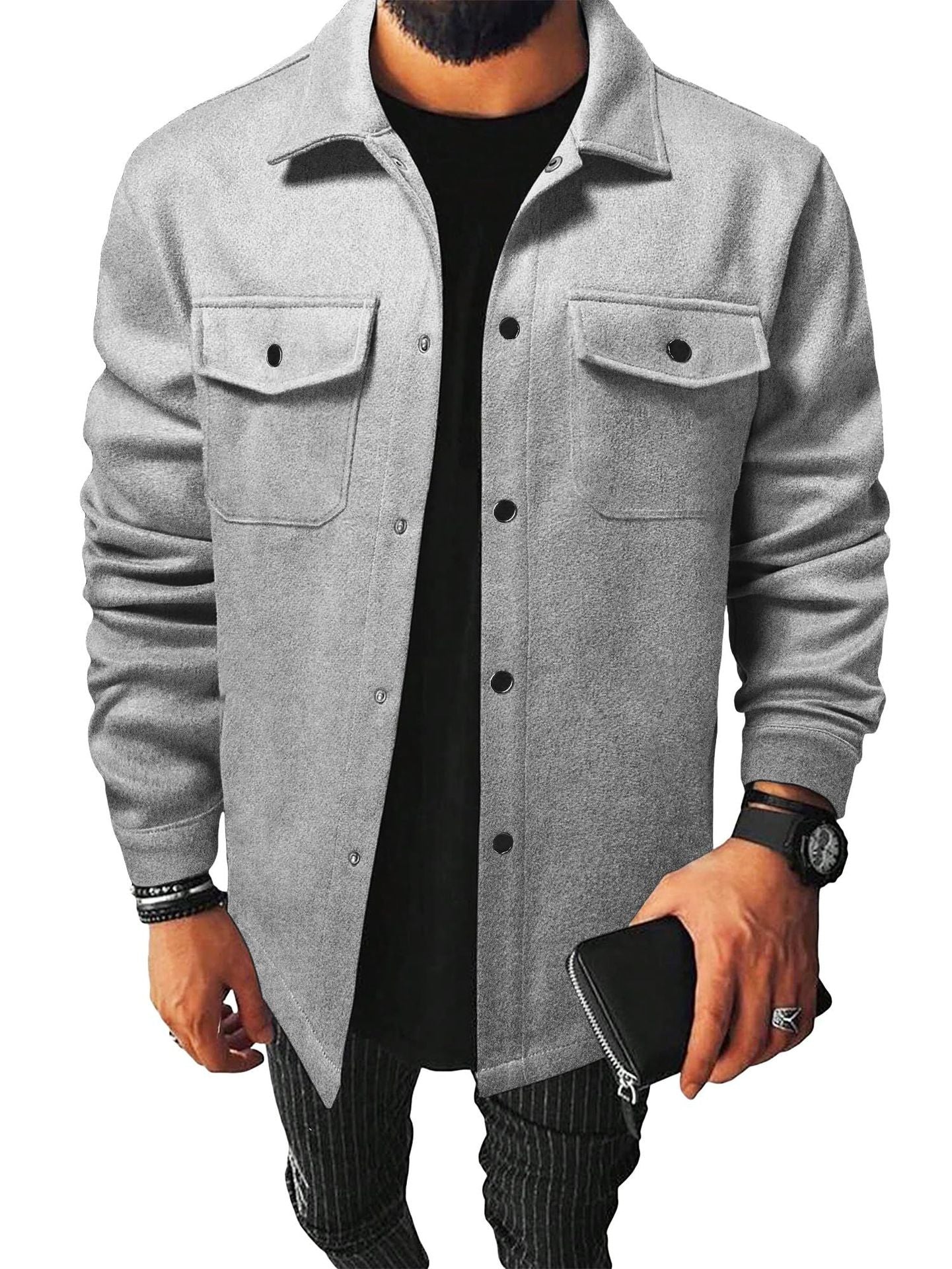 Autumn And Winter European And American Style Men's Clothing Youth Casual Men's Shirts Brushed