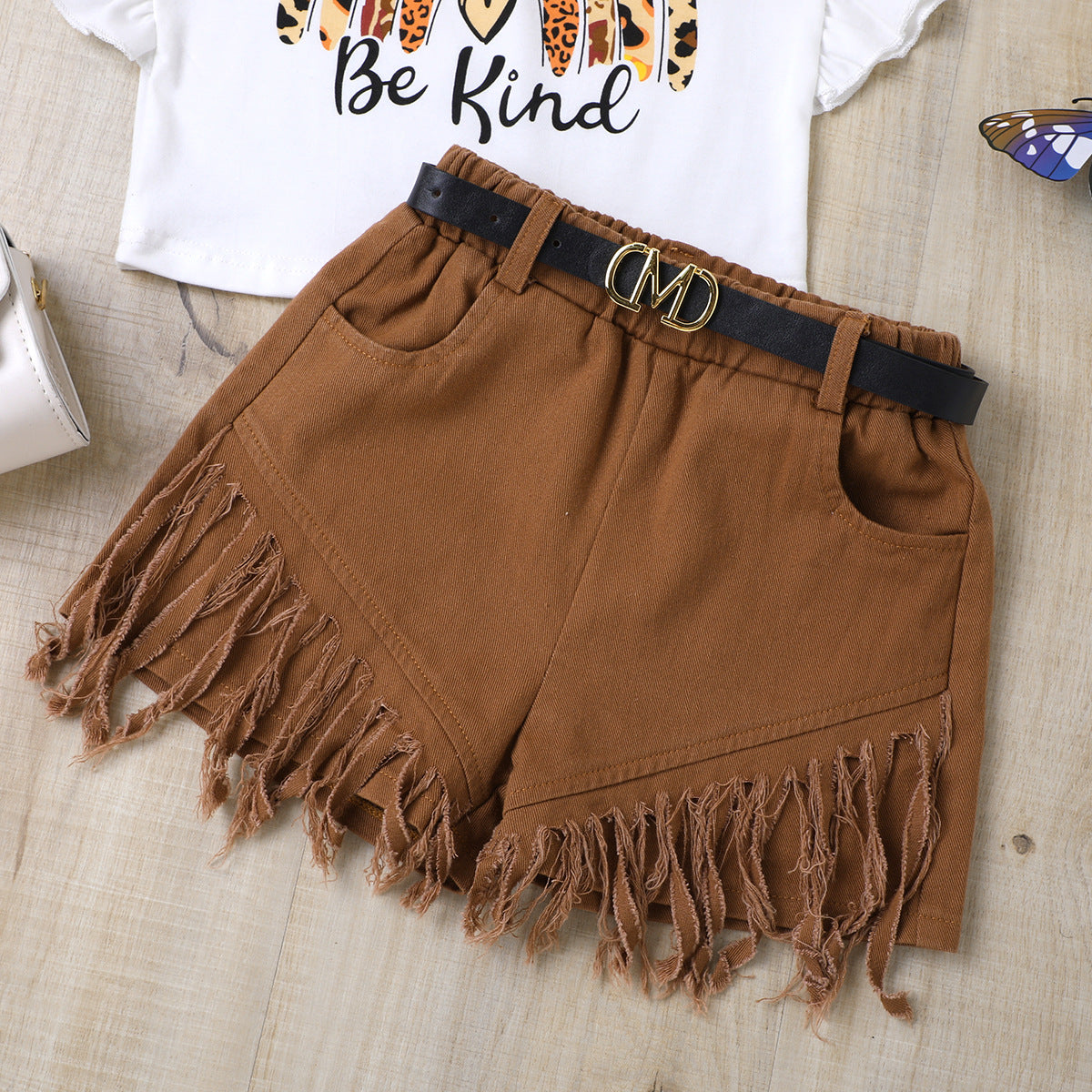 Baby Flying Sleeve Top Shorts Set