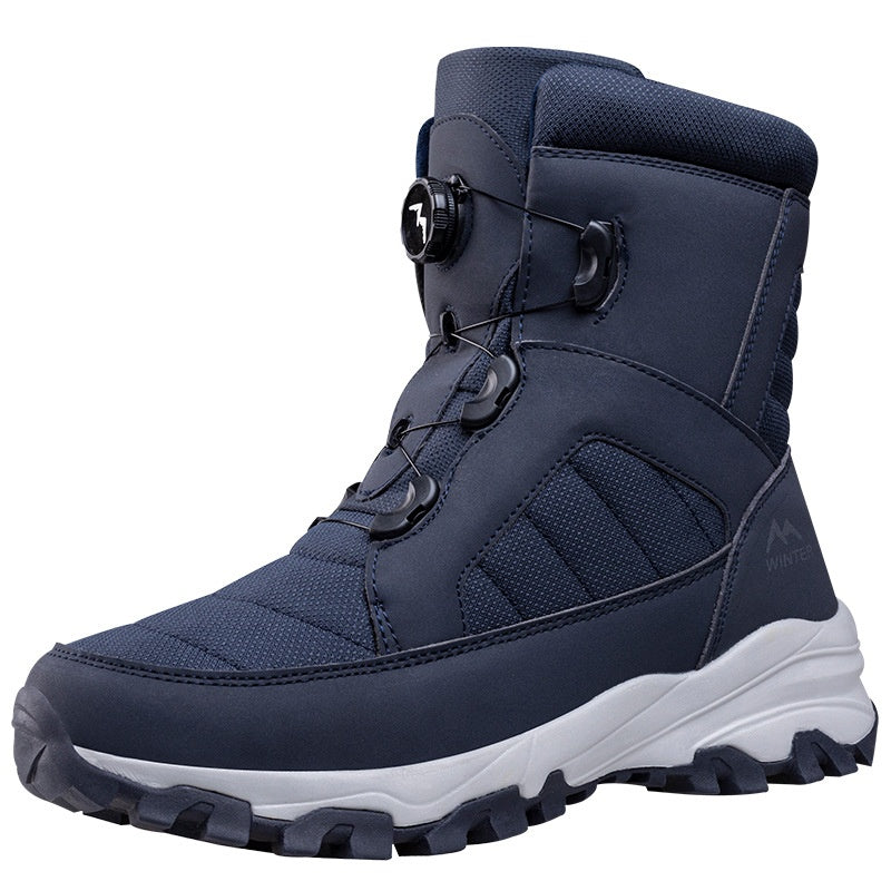 Men's Button Snow Boots Fleece-lined Thickened Women